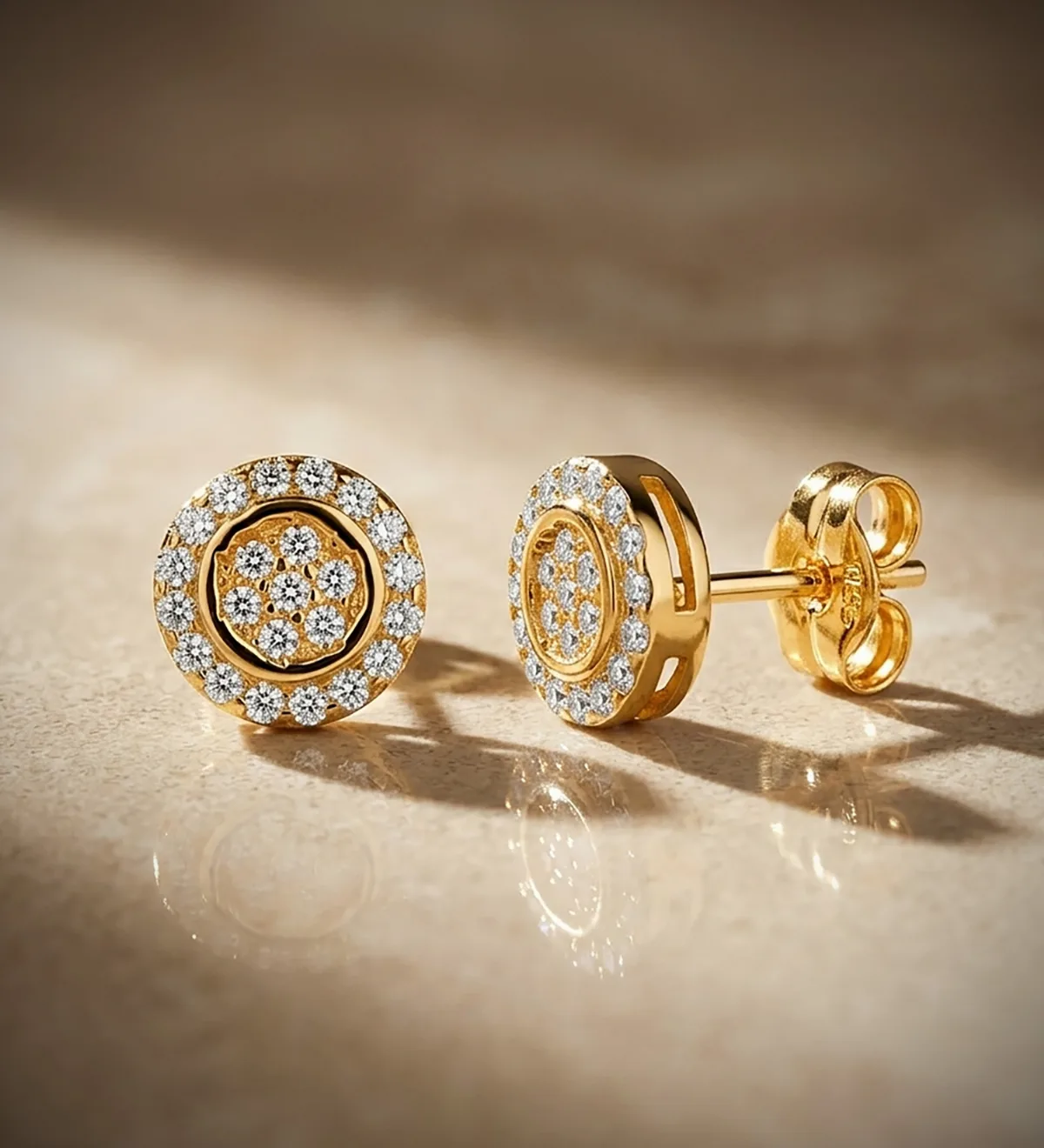 18K PENDIENTES ORO AMARILLO REDONDOS CON CIRCONITAS. MEDIDA: 7 MM. CIERRE PRESION — vista 2