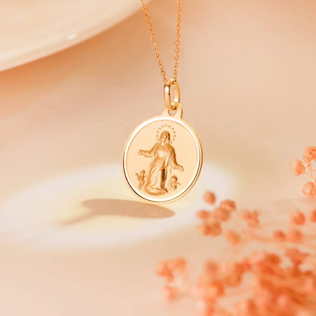 18K MEDALLA ORO AMARILLO VIRGEN DE LA ASUNCION BISEL 18 MM — vista 2