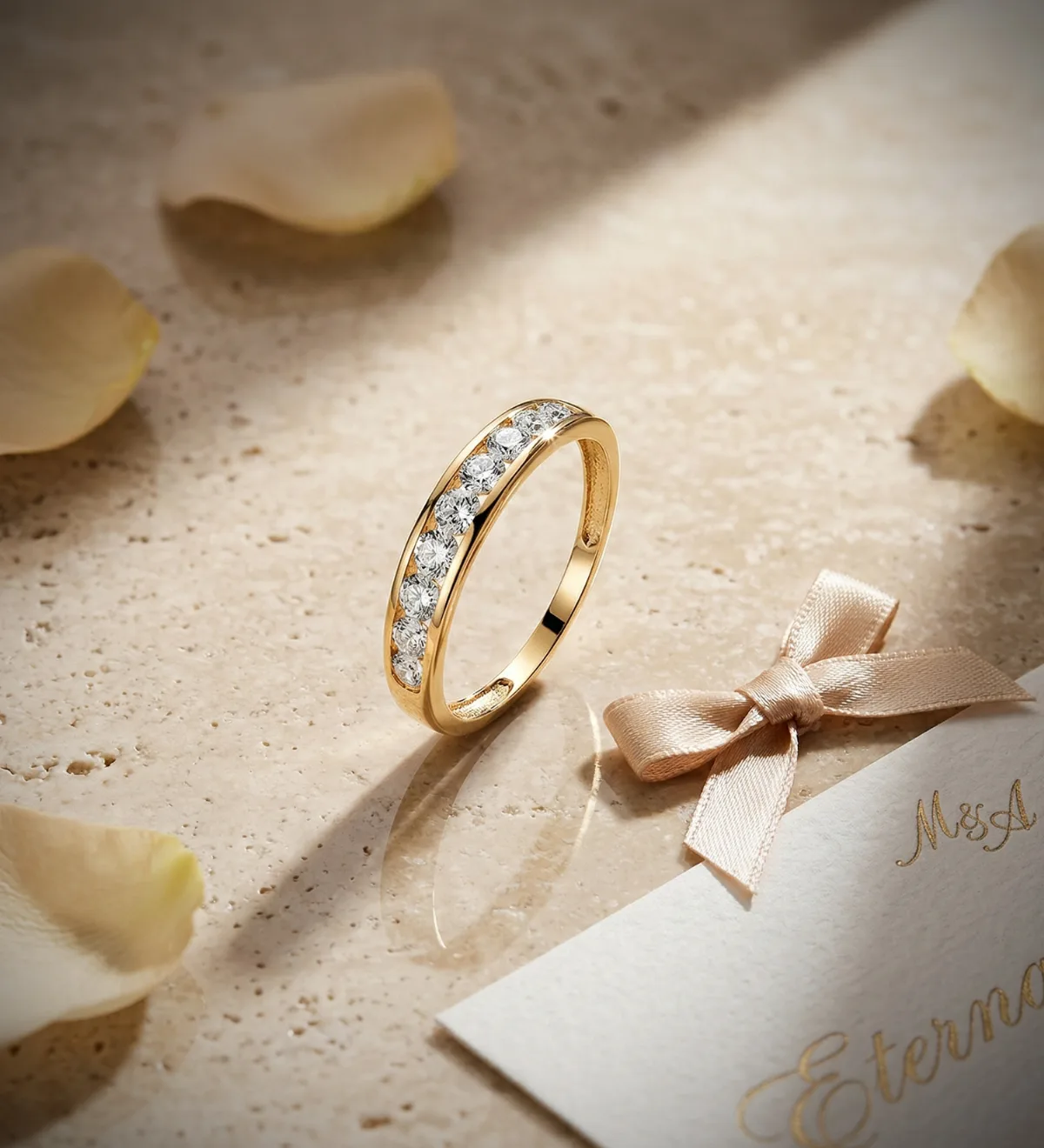 18K ALIANZA ORO AMARILLO CARRIL CON CIRCONITAS. ANCHO: 3,5 MM — vista 2