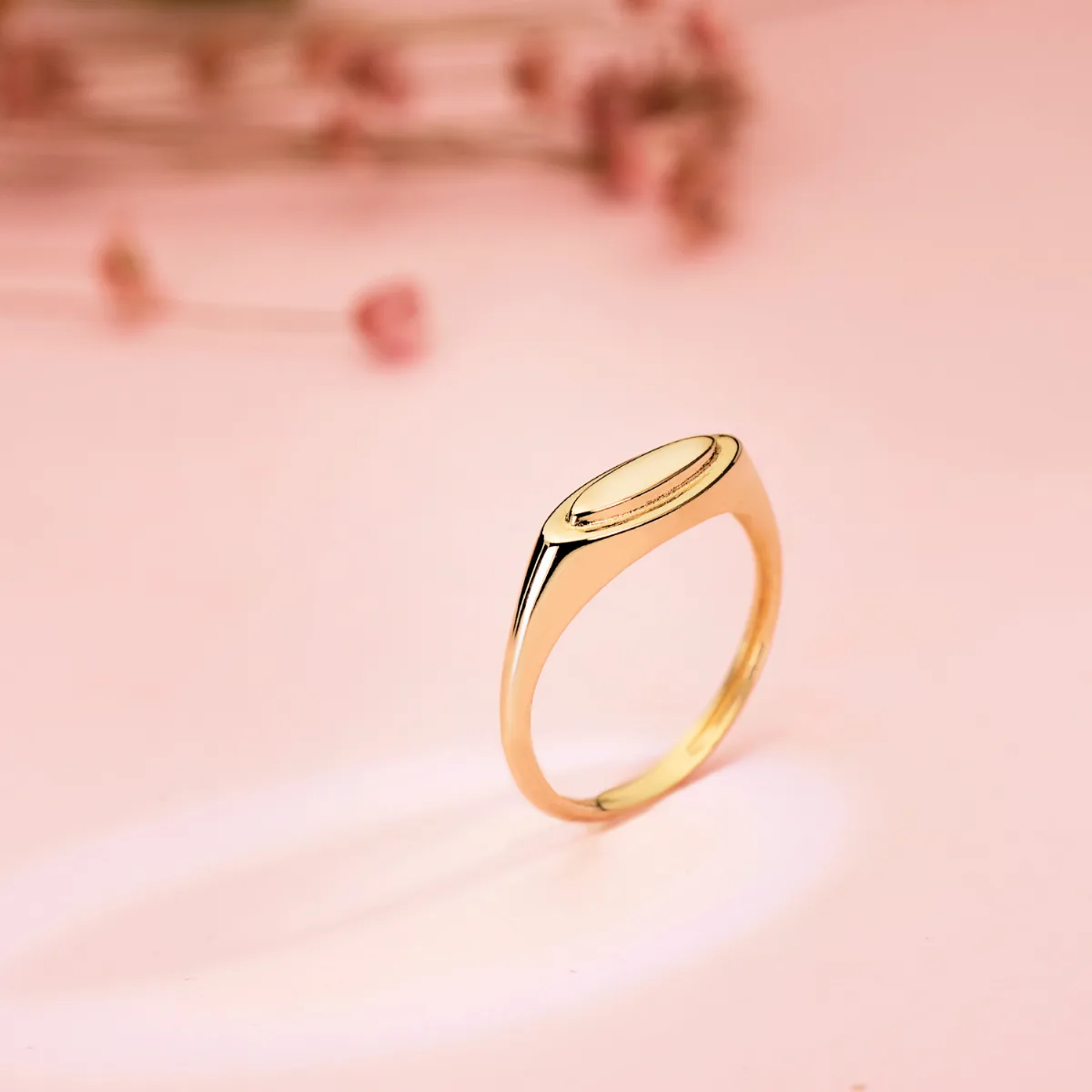 18K SORTIJA SELLO ORO AMARILLO BRILLO ZONA GRABADO OVAL: 11X3 MM — vista 2