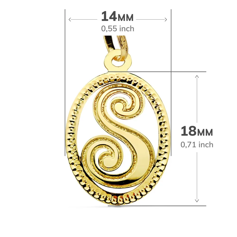 18K COLGANTE ORO AMARILLO INICIAL LETRA S 21X14 MM — vista 2