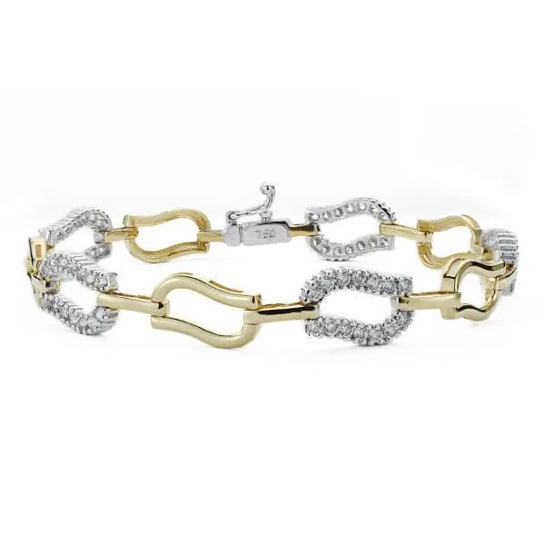 18K PULSERA ORO BICOLOR CIRCONITA 19CM ANCHO 12 MM