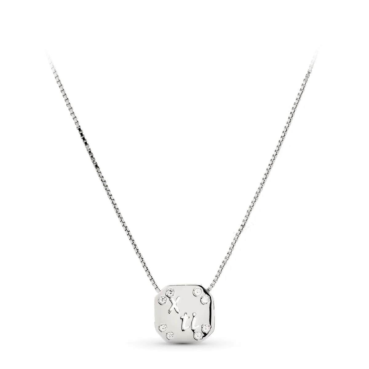 18K COLGANTE ORO BLANCO AMOR CON CIRCONITAS