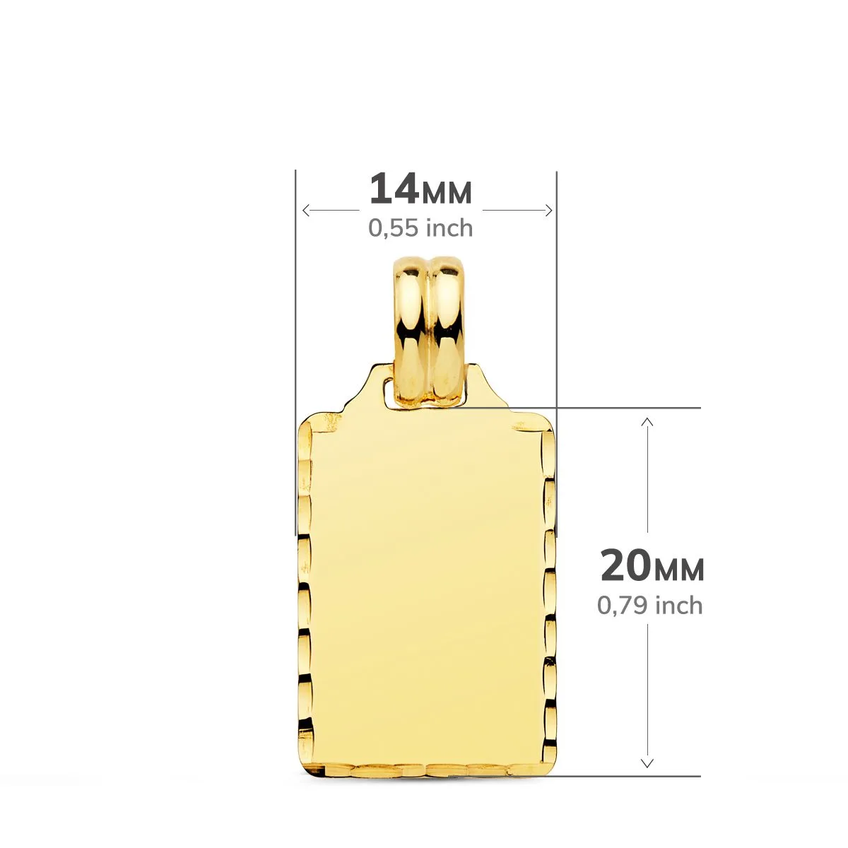 9K PLACA CHAPA LISA ALTO BRILLO ORO AMARILLO TALLADA 20X14 MM — vista 2