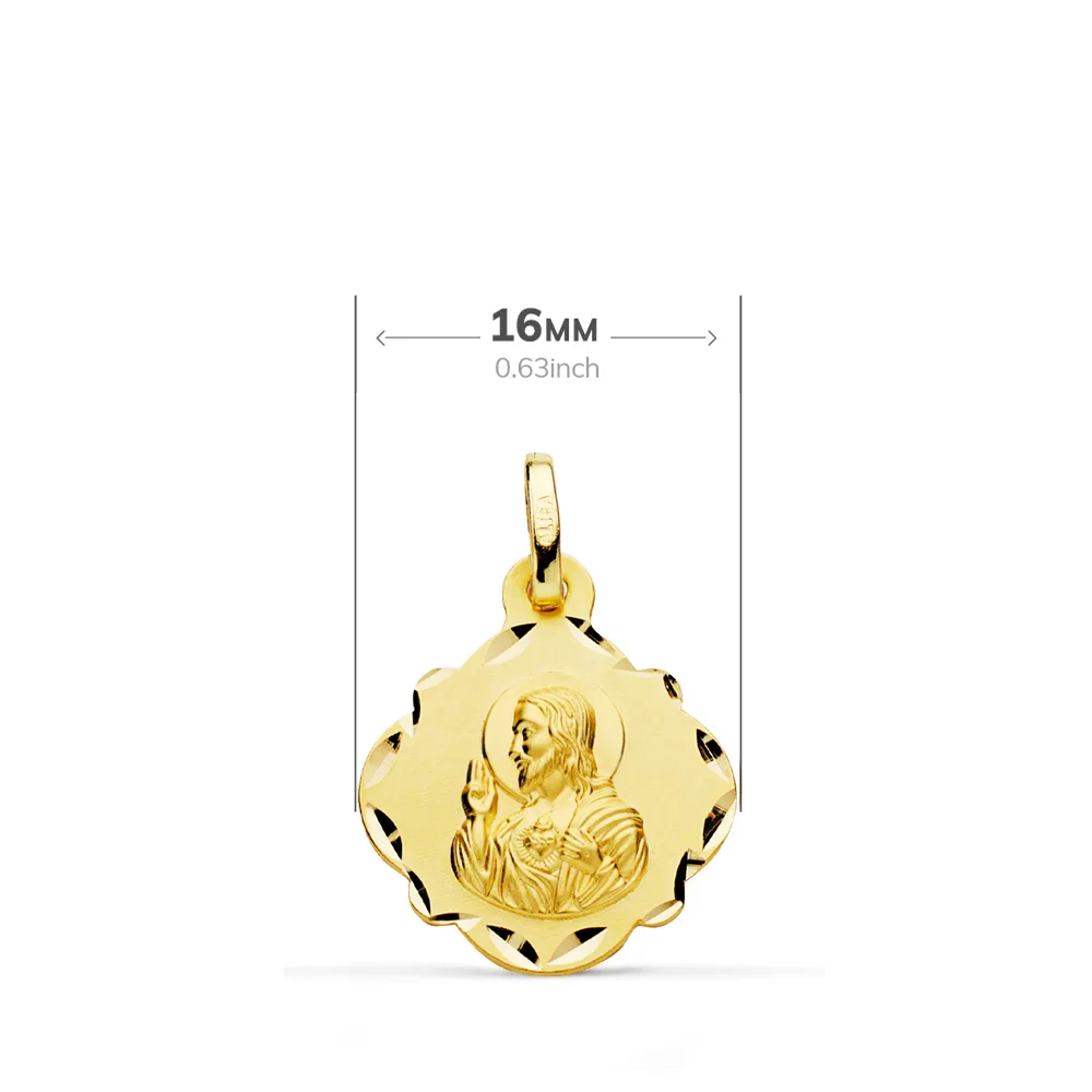 18K ESCAPULARIO ORO AMARILLO ORO AMARILLO VIRGEN DEL CARMEN Y CORAZON DE JESUS 16 MM — vista 2