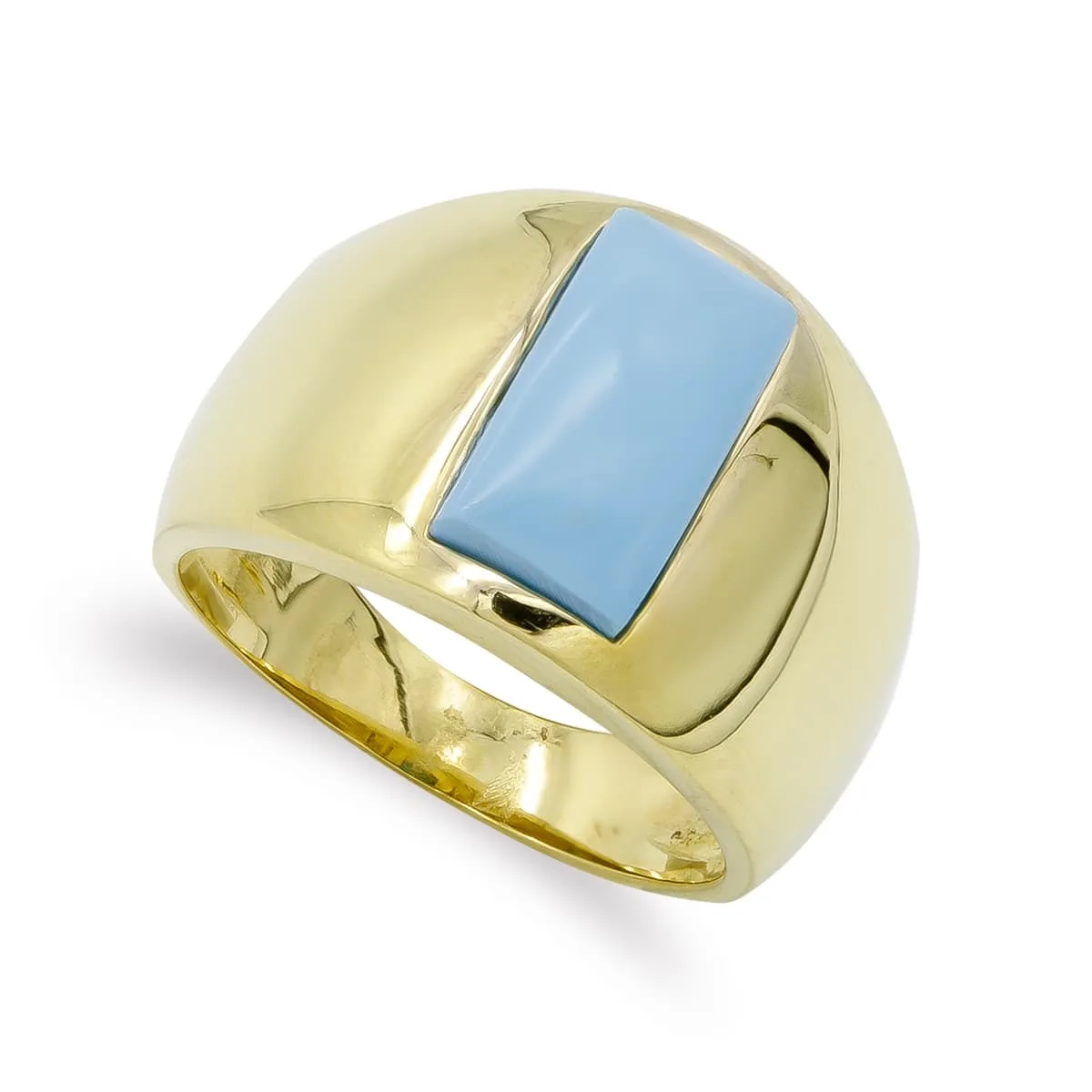 18K SORTIJA ORO AMARILLO TURQUESA FINA 12X6 MM. ANCHO: 14,5MM