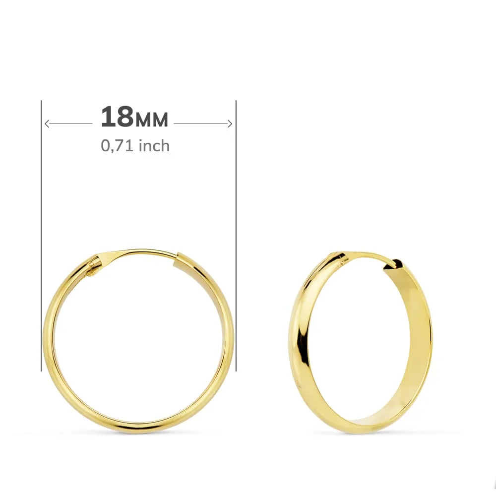 18K AROS ORO AMARILLO MEDIA CAÑA LIGEROS 18X3 MM — vista 2