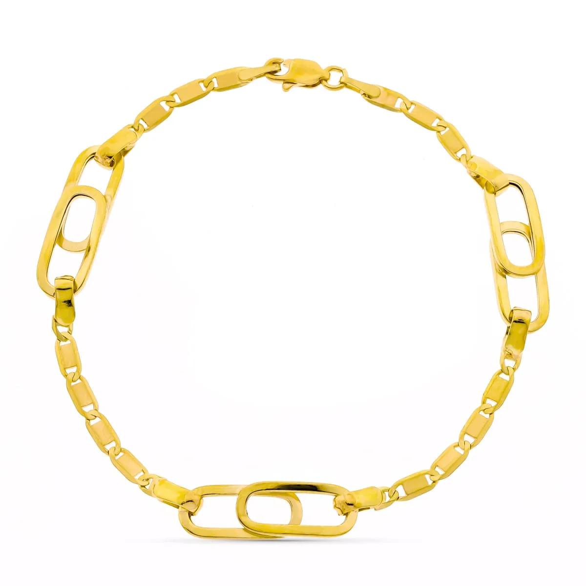 18K PULSERA ORO AMARILLO ESLABONES Y CADENA ANCHO 11 MM LARGO 18.5 CM