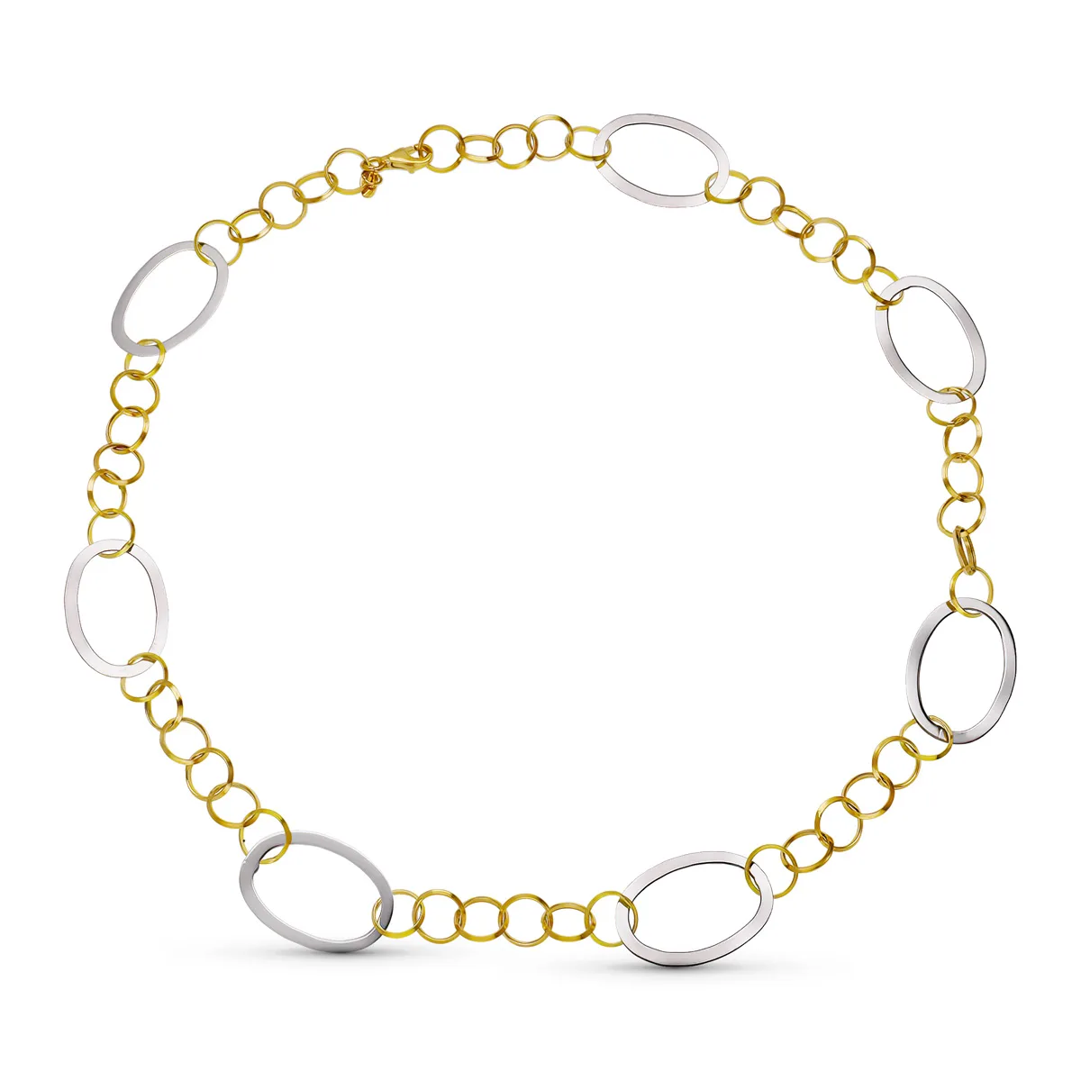 18K GARGANTILLA COLLAR ORO BICOLOR ESLABONES HUECOS 45CM