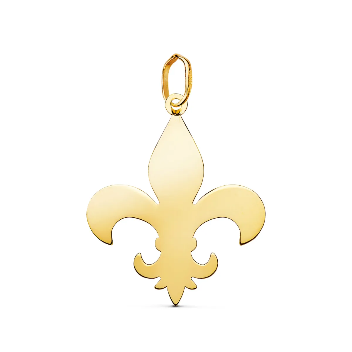 18K COLGANTE ORO AMARILLO CRUZ FLOR DE LIS EN BRILLO. MEDIDA: 24 X 20 MM
