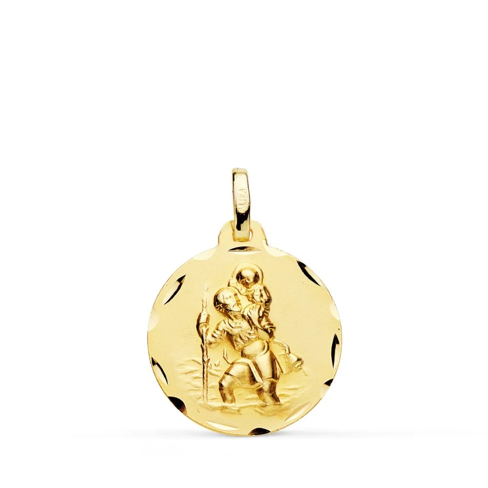 9K MEDALLA ORO AMARILLO SAN CRISTOBAL 18 MM