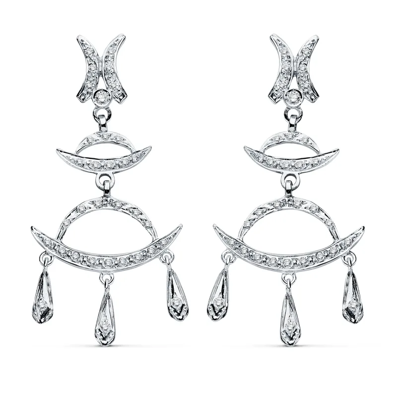18K PENDIENTES ORO BLANCO CIRCONITA 48X23 MM CIERRE PRESION