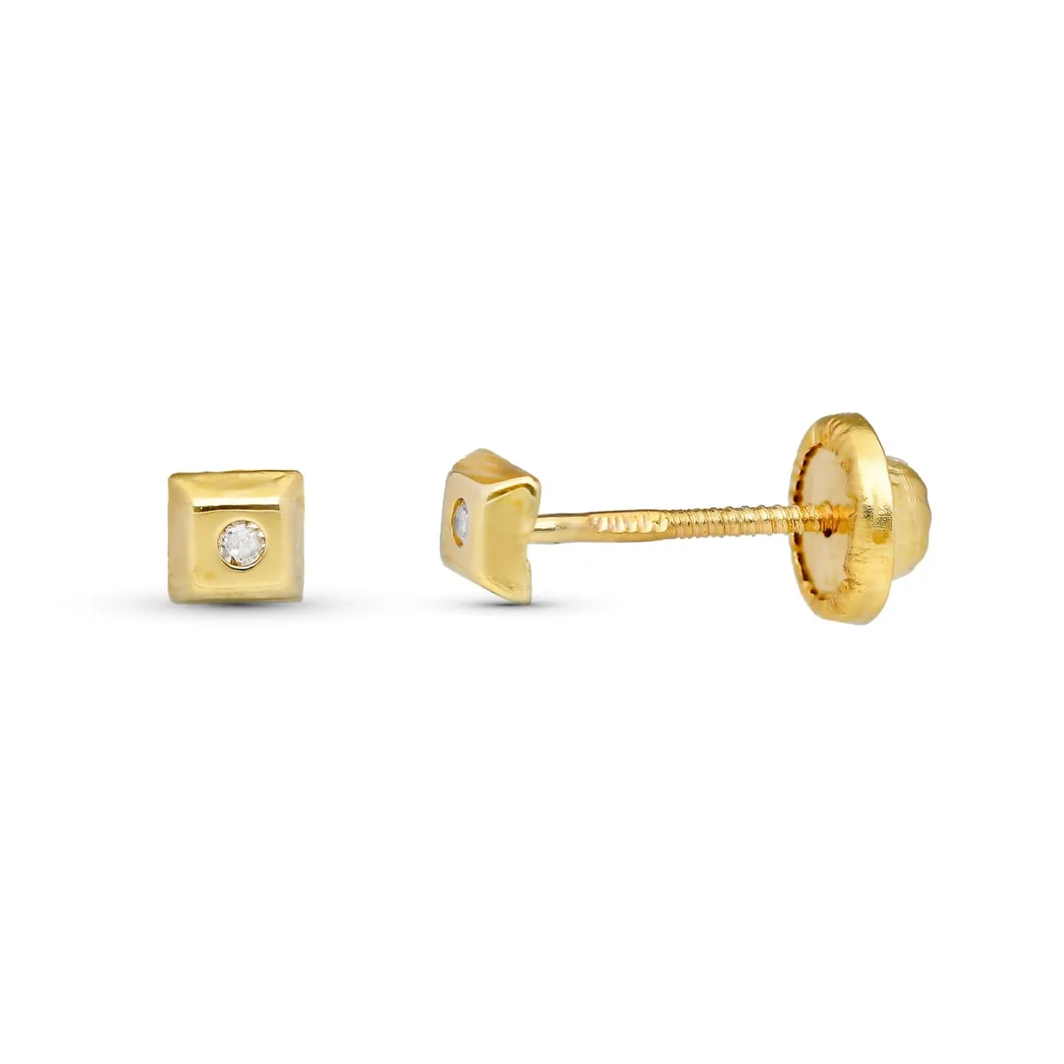 9K PENDIENTES ORO AMARILLO DIAMANTES 0.02K TUERCA SI-H