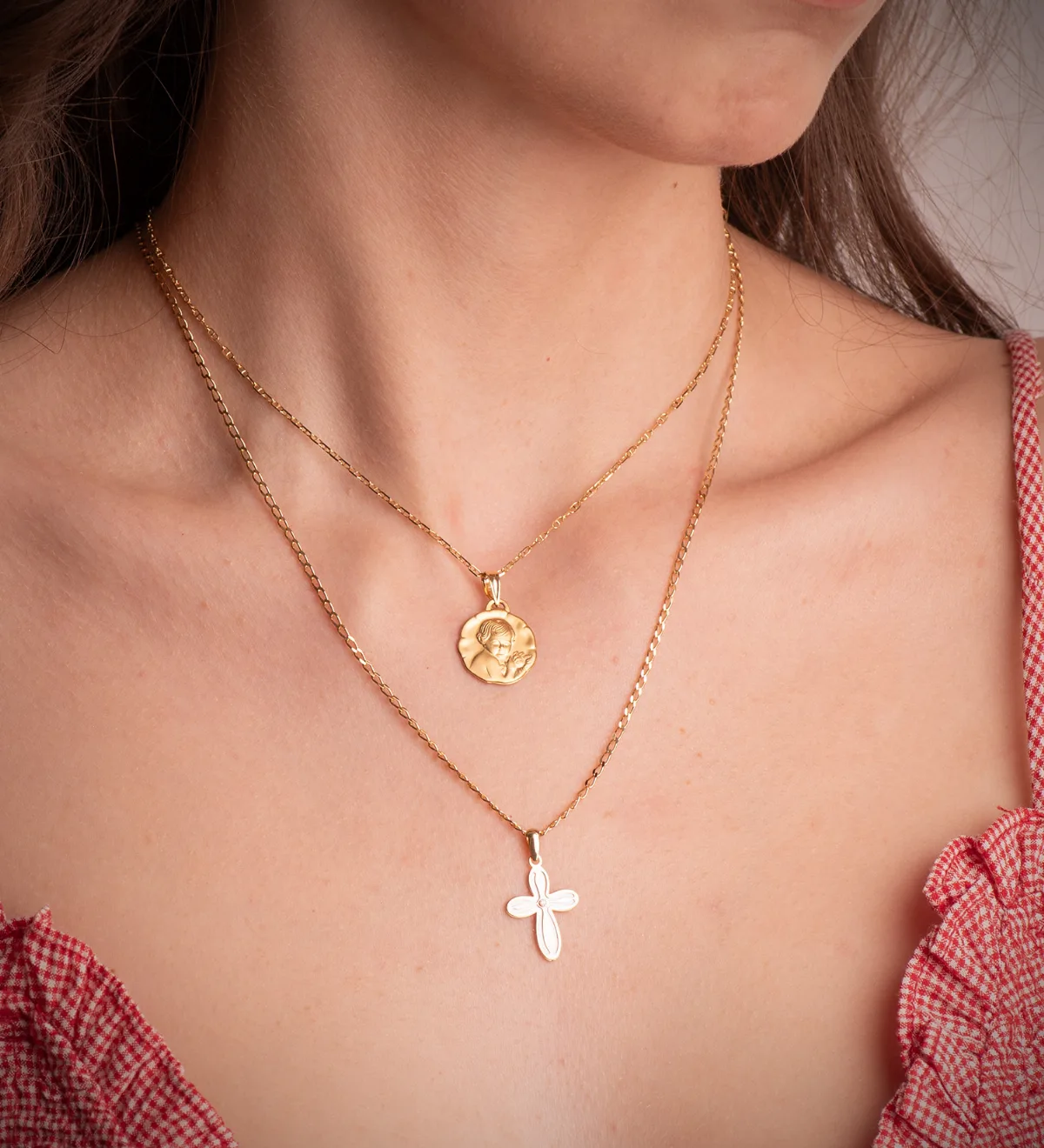 18K MEDALLA ORO AMARILLO ANGEL NIÑO DE LA FLOR 17 MM — vista 2