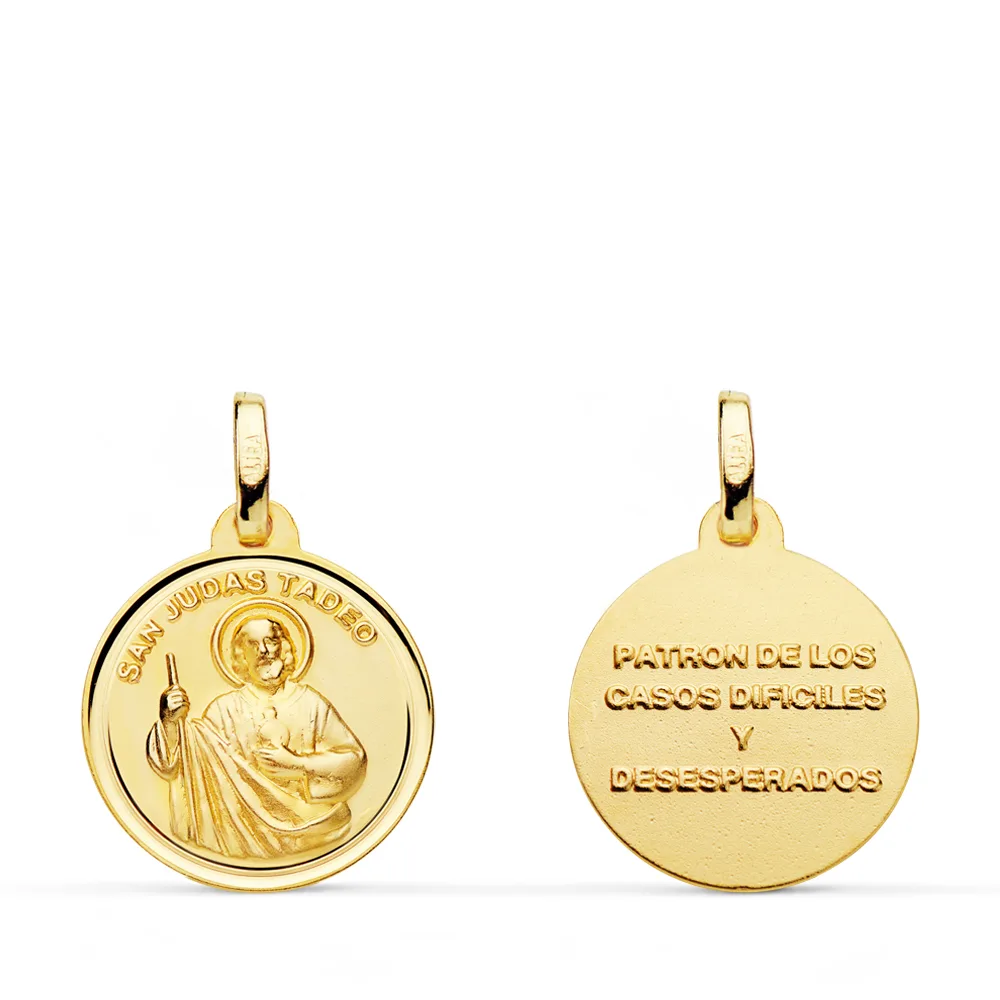 18K MEDALLA ORO AMARILLO SAN JUDAS TADEO TALLA BISEL 16 MM