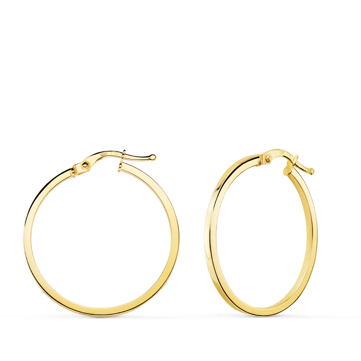 18K AROS ORO AMARILLO HUECOS REDONDOS TUBO CUADRADO 28 MM. GROSOR: 1,2 MM
