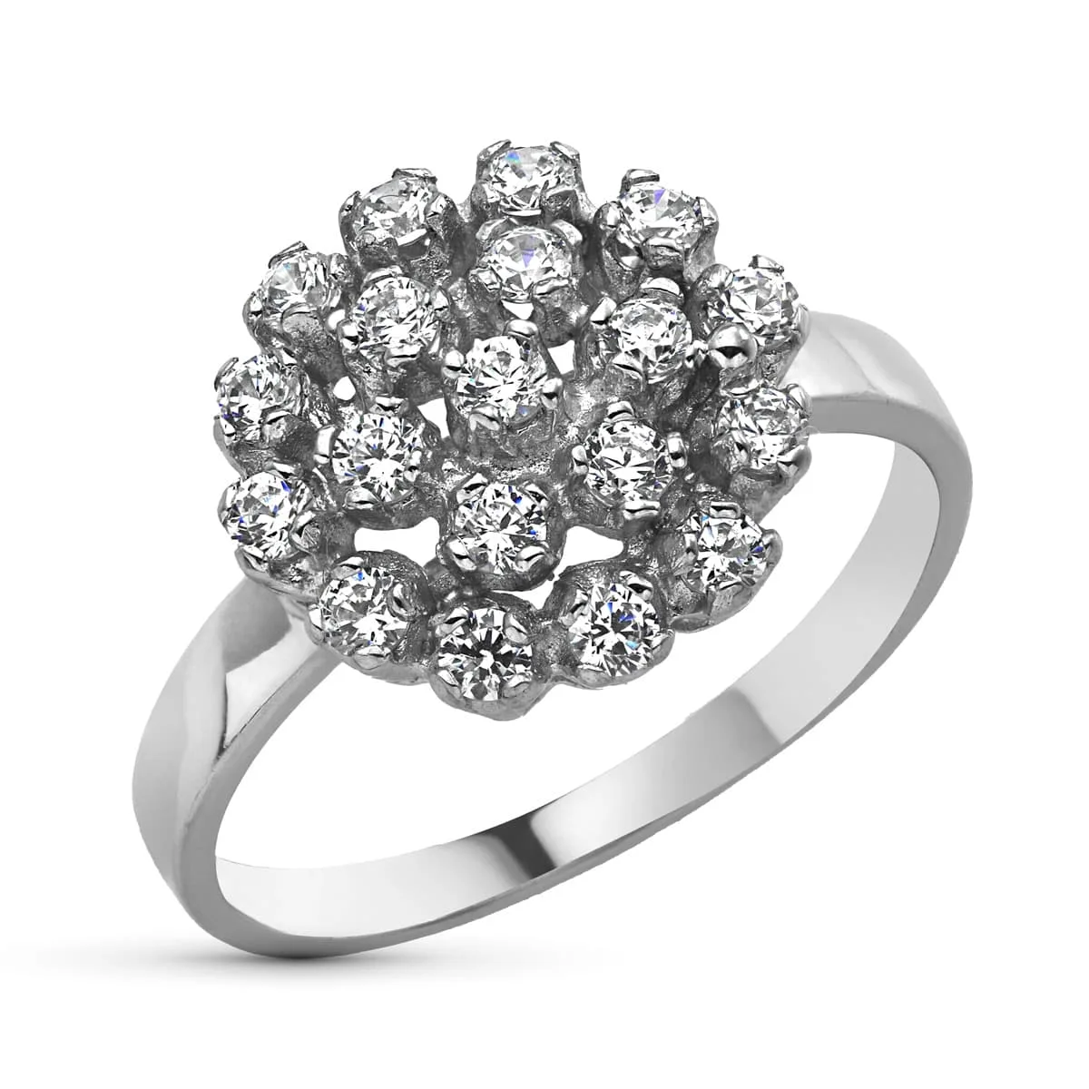 18K SORTIJA ORO BLANCO CUAJO CON CIRCONITAS. ANCHO 13 MM