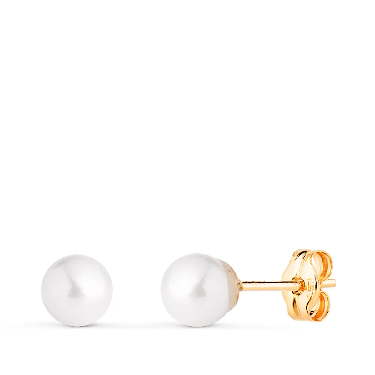 18K PENDIENTES ORO AMARILLO PERLA CON CASQUILLA. MEDIDA: 5 MM. CIERRE PRESION