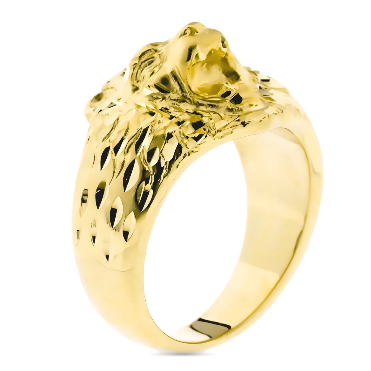 18K SELLO ORO AMARILLO LEON TALLADO ANCHO TOTAL 17 MM — vista 2