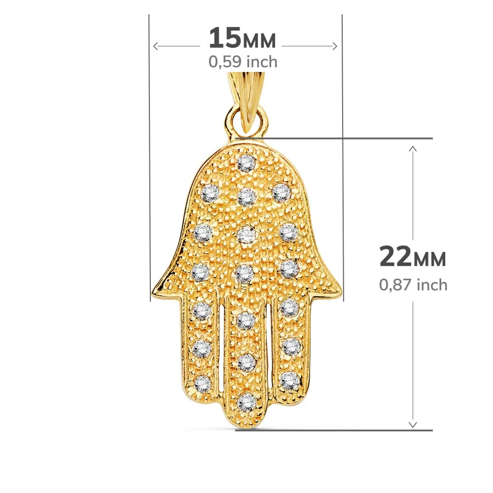 18K COLGANTE AMULETO ORO AMARILLO MANO DE FATIMA 22X15 MM — vista 2