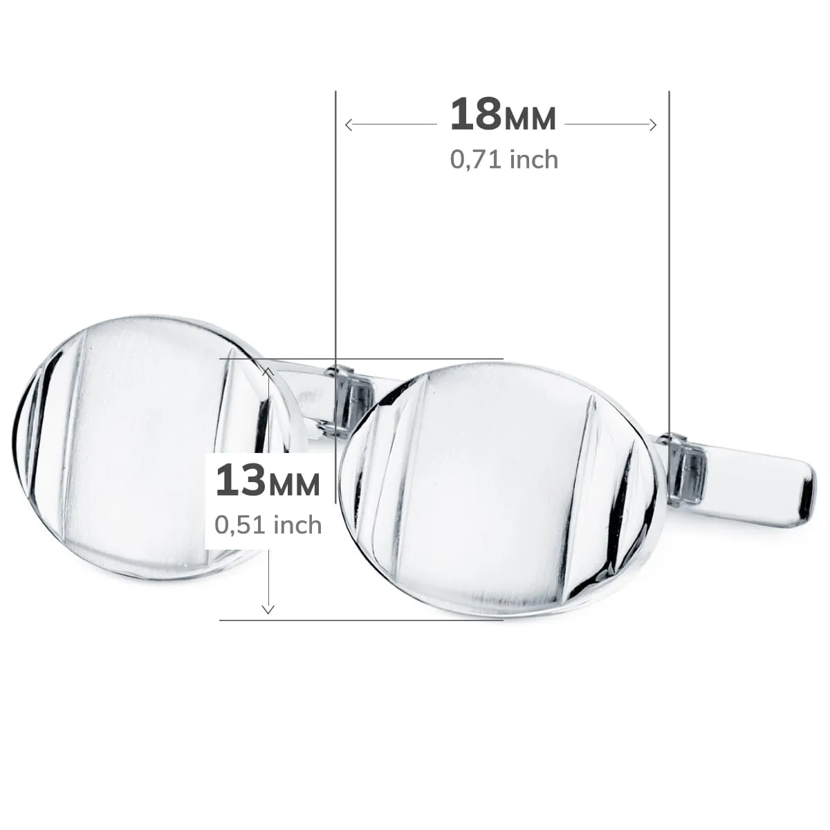 18K GEMELOS ORO BLANCO OVAL MATE Y BRILLO 18X13 MM CIERRE RIGIDO OSCILANTE — vista 3