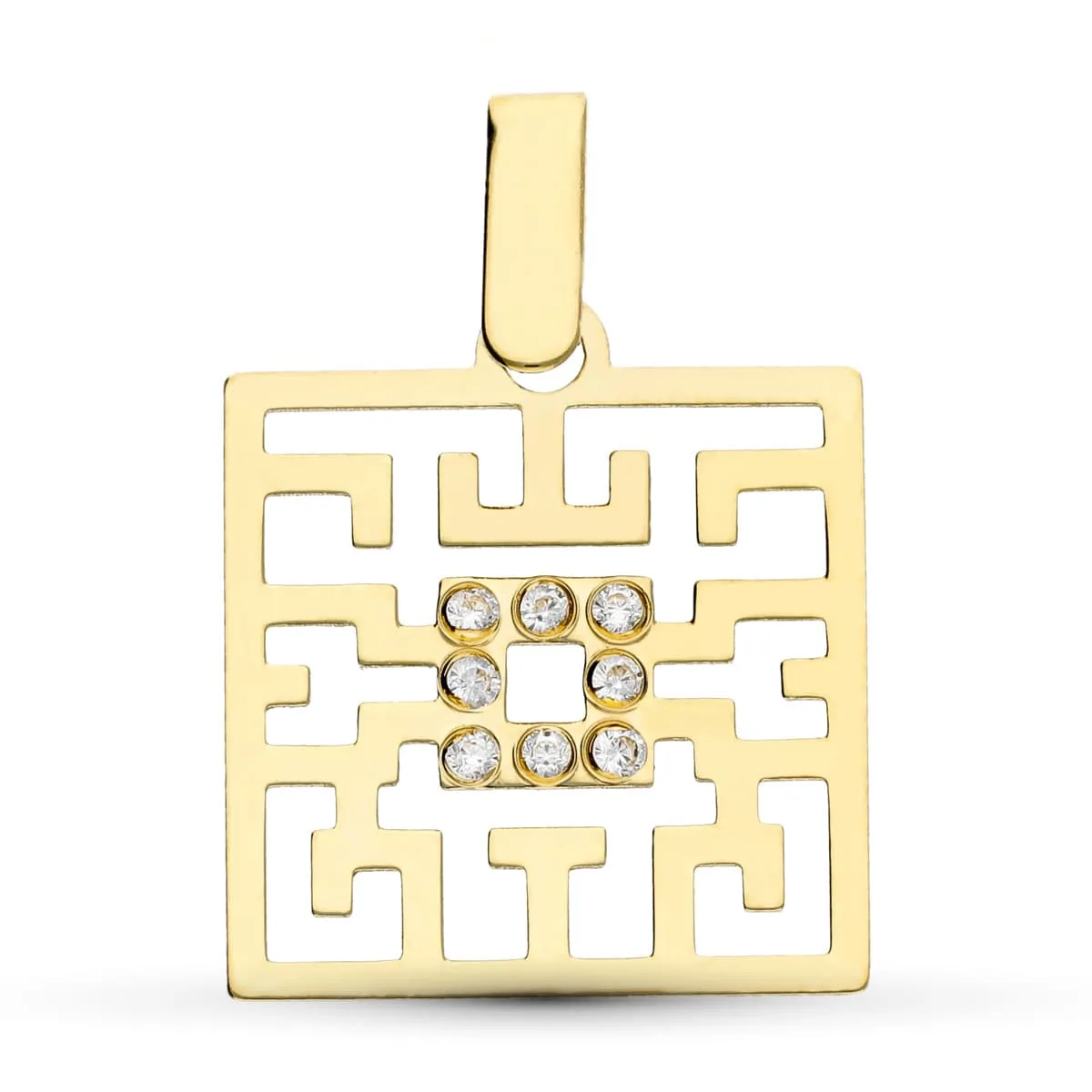 18K COLGANTE ORO AMARILLO LASER Y CIRCONITAS