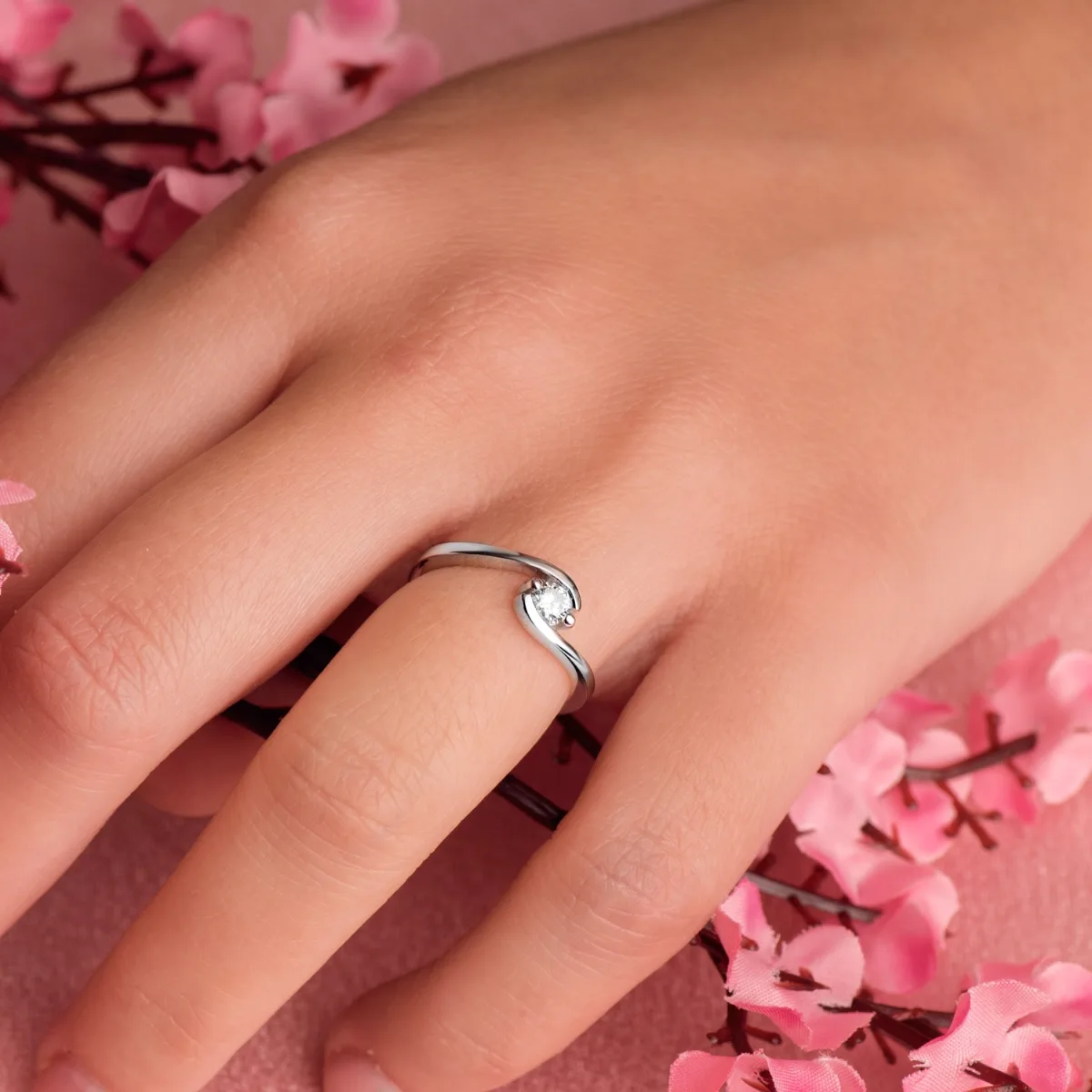 18K SOLITARIO DIAMANTE TALLA BRILLANTE ORO BLANCO 0.200 QTS. SI-H — vista 2