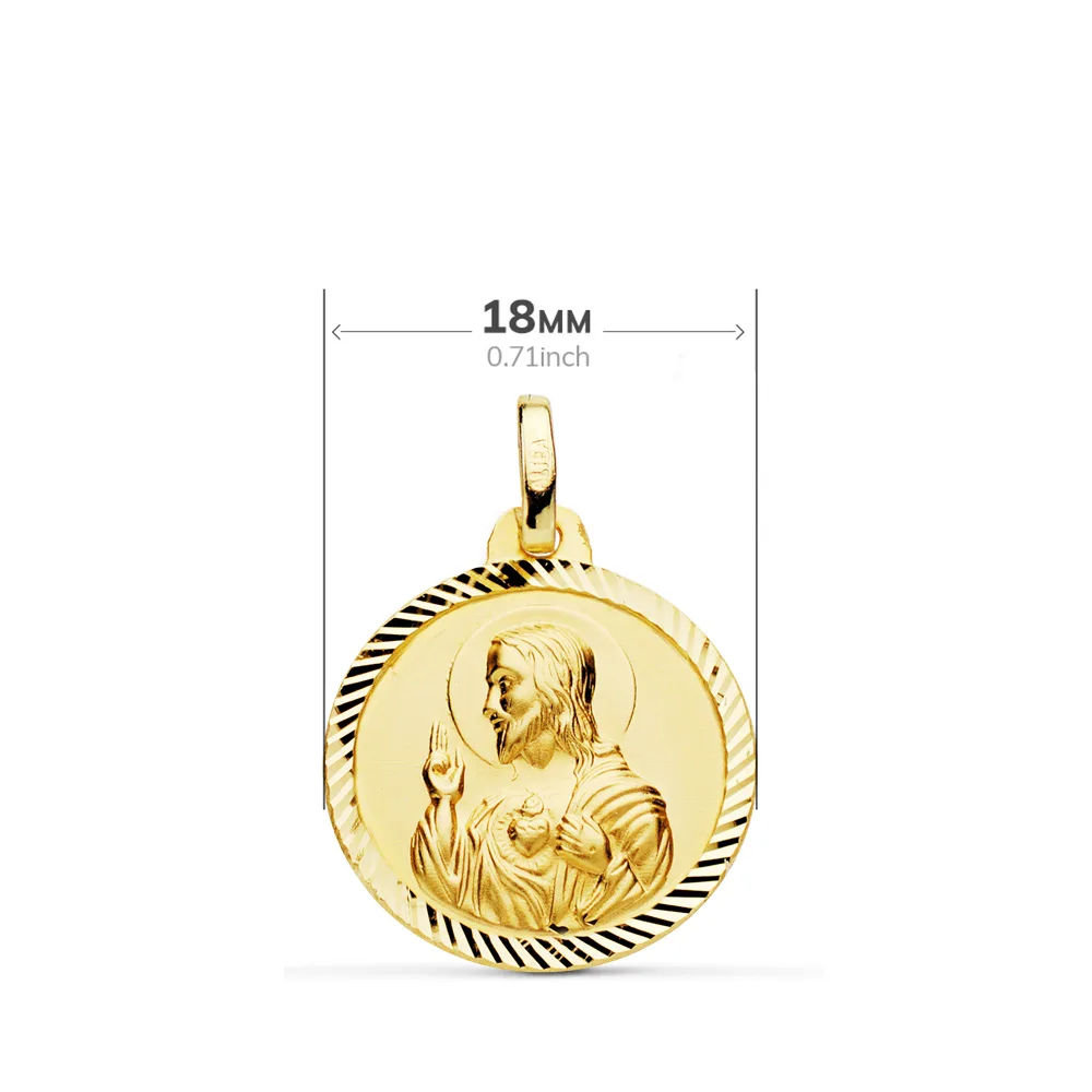 18K ESCAPULARIO ORO AMARILLO HELICE VIRGEN DEL CARMEN CORAZON DE JESUS 18 MM — vista 2