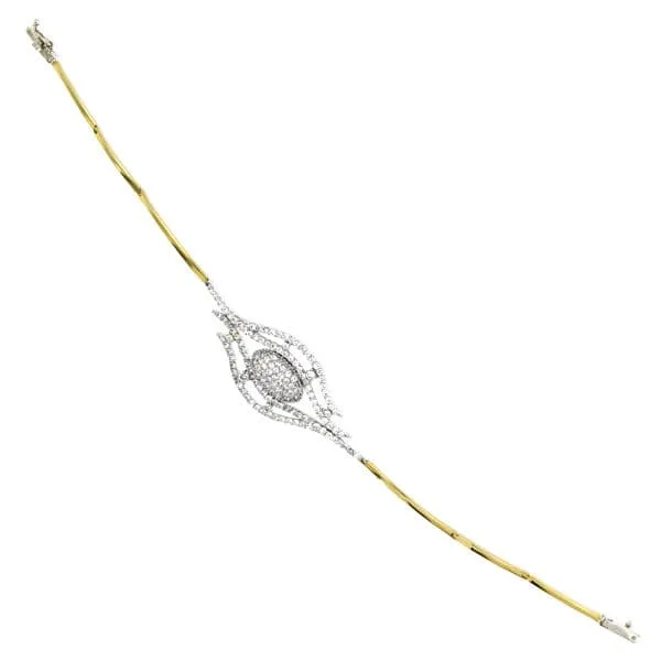 18K PULSERA ORO BICOLOR CON  CIRCONITA 19.5 CM — vista 2