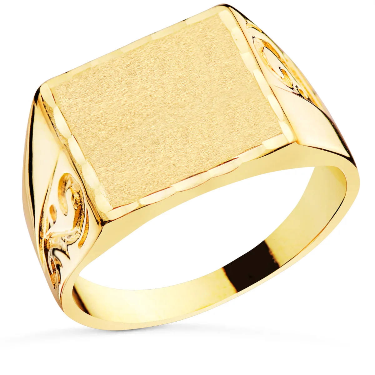 18K SELLO ORO AMARILLO CABALLERO MACIZO TALLADO ZONA GRABADO: 15X14 MM