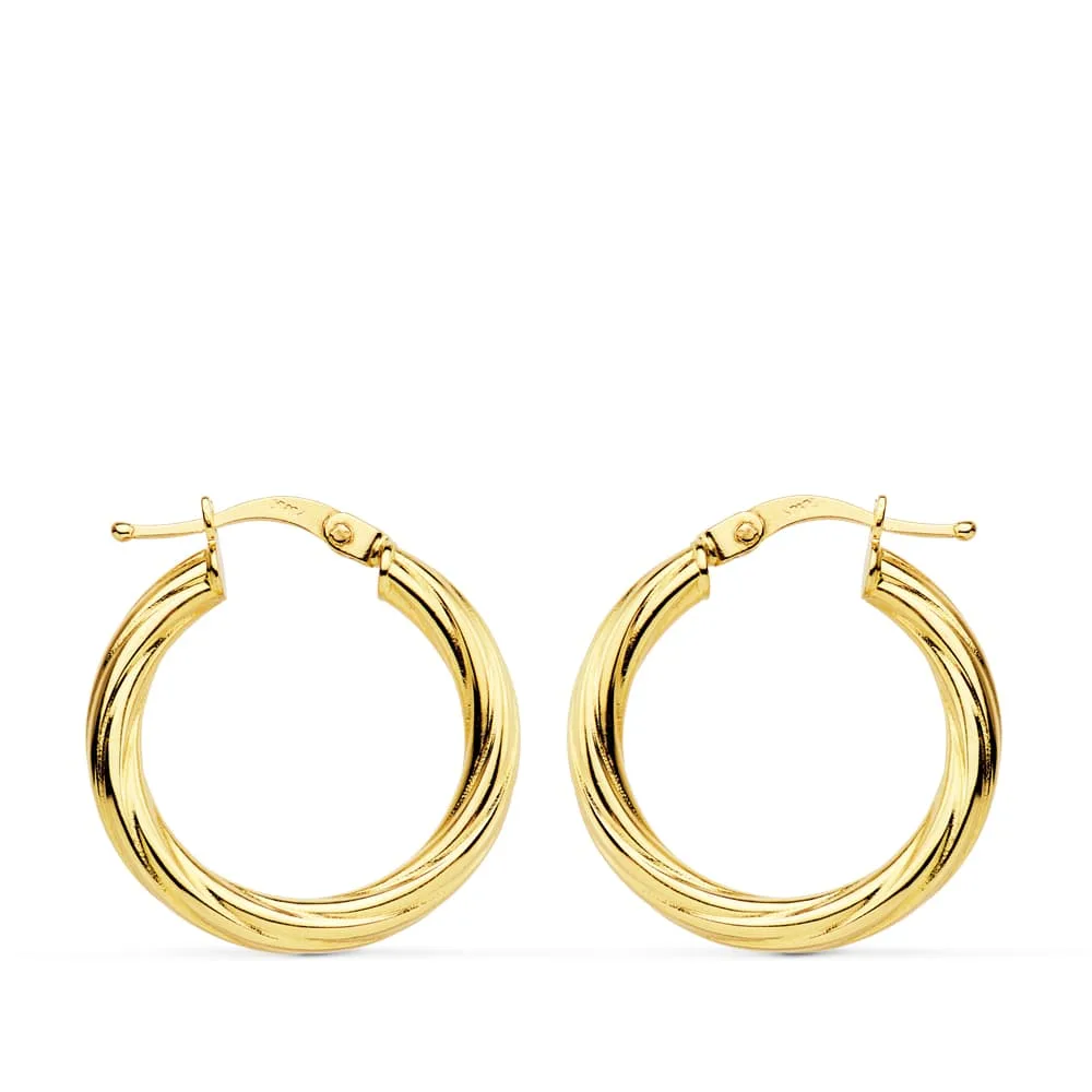 18K AROS ORO AMARILLO HUECOS BRILLO 21 MM