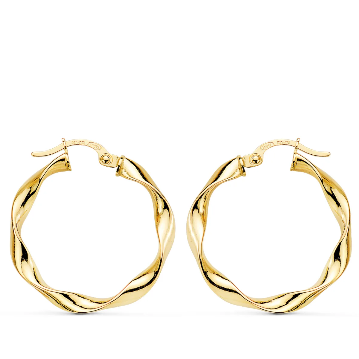 18K AROS ORO AMARILLO RELIADOS LISOS 23,5X2.5 MM