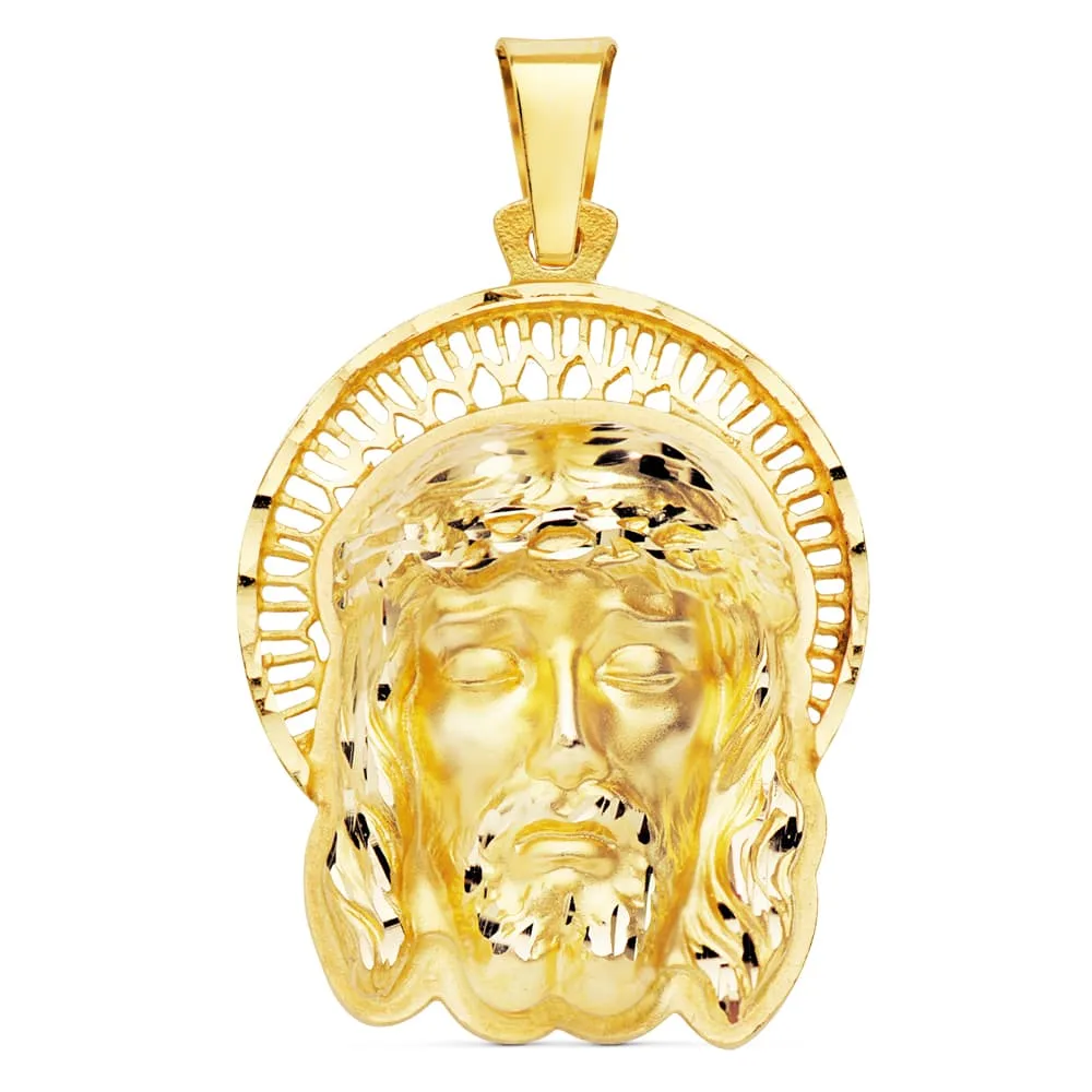 18K COLGANTE ORO AMARILLO CABEZA DE CRISTO  ORLA 35X25 MM