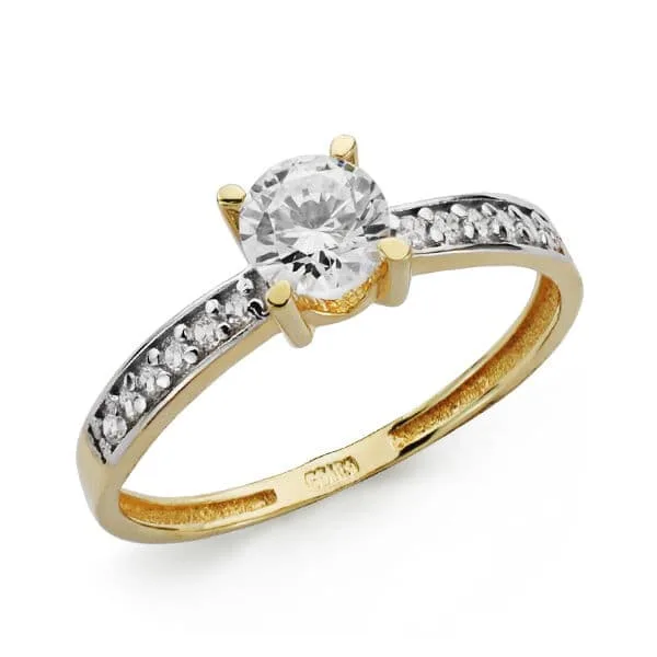 18K SOLITARIO ORO BICOLOR CIRCONITA 5 MM