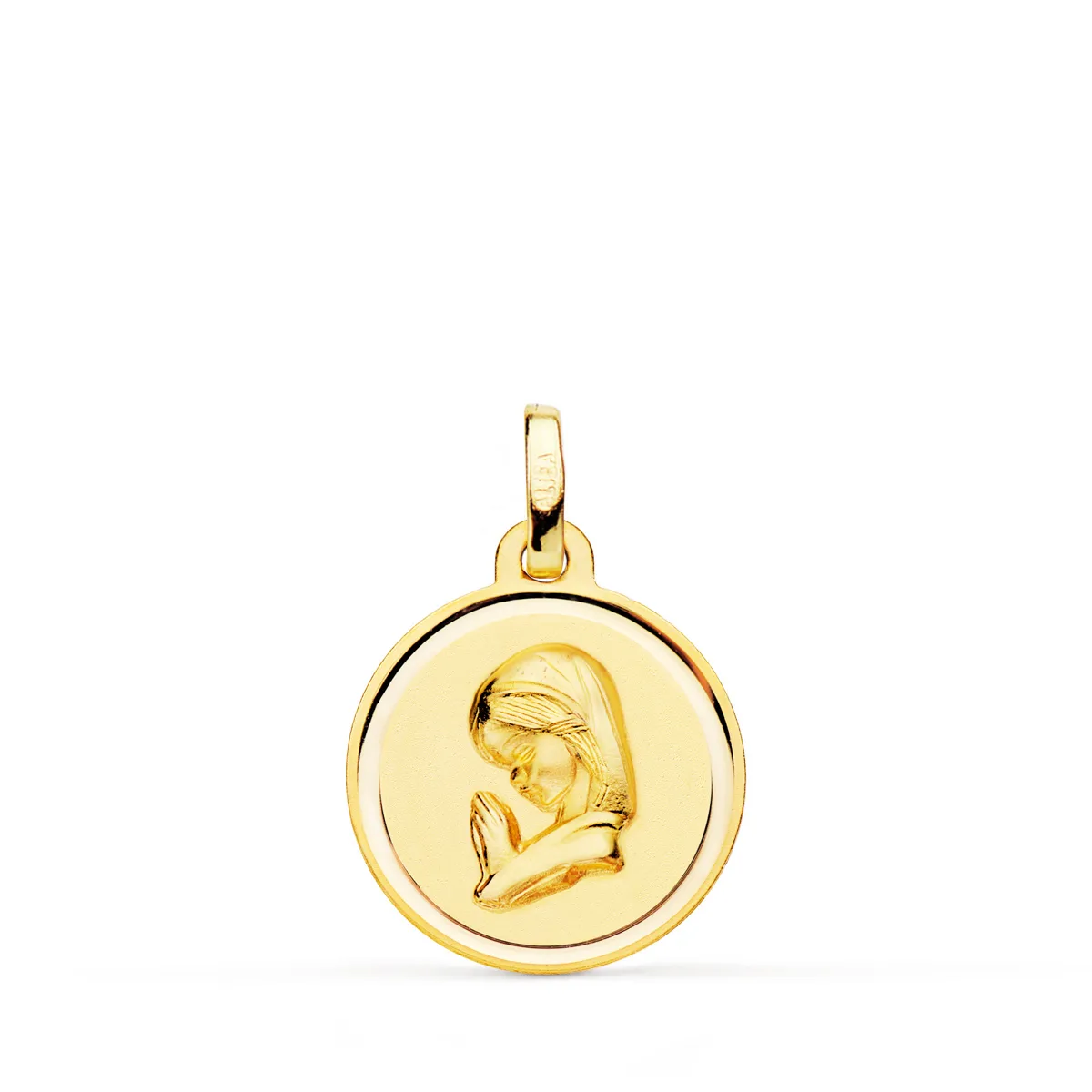 18K MEDALLA ORO AMARILLO VIRGEN NIÑA BISEL 16 MM