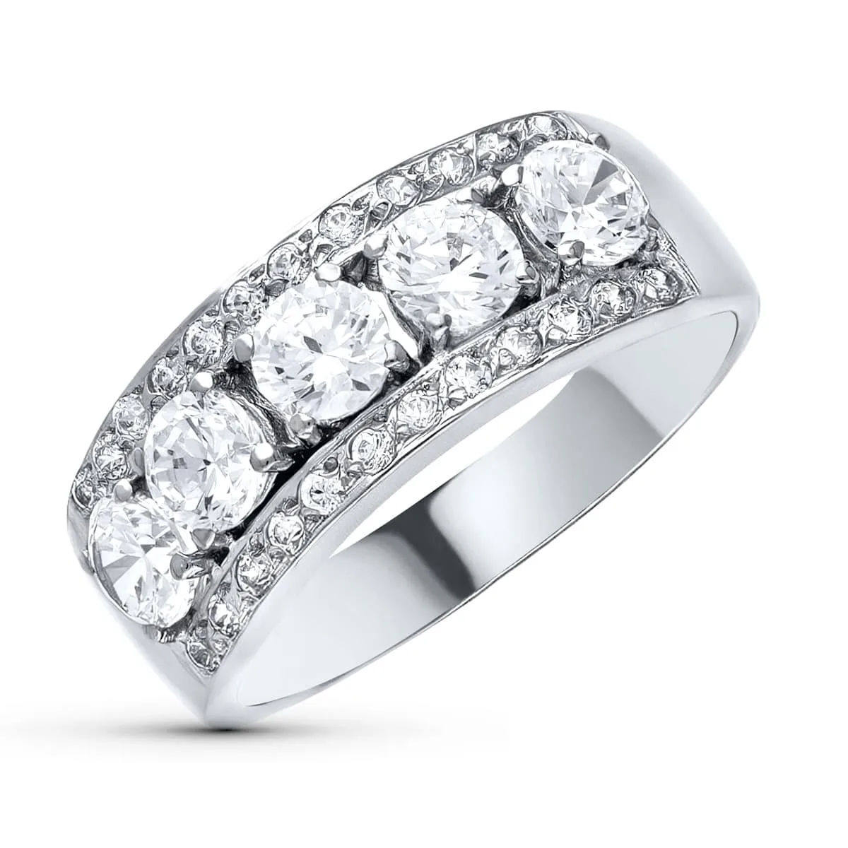 18K SORTIJA ORO BLANCO CON CIRCONITAS. ANCHO 7 MM