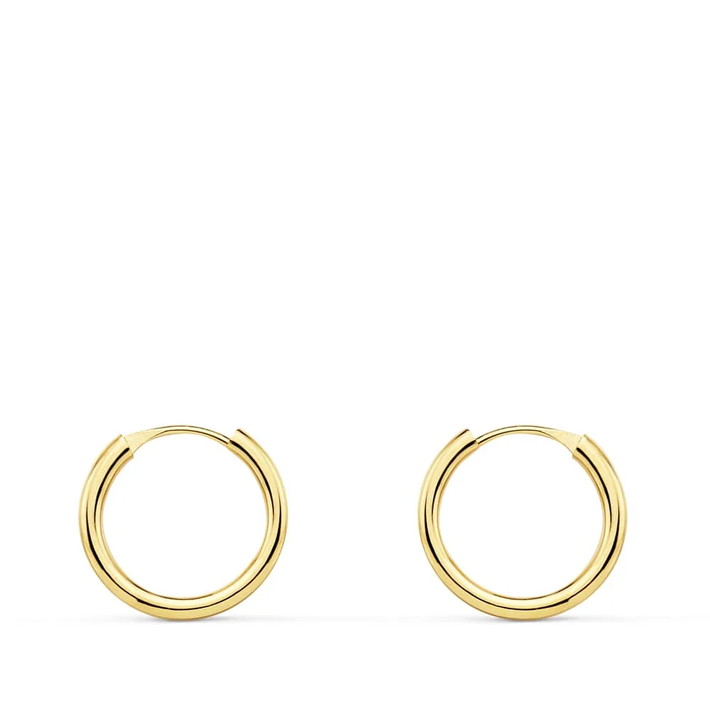 18K AROS ORO AMARILLO REDONDOS LISOS LIGEROS 12X1.50 MM