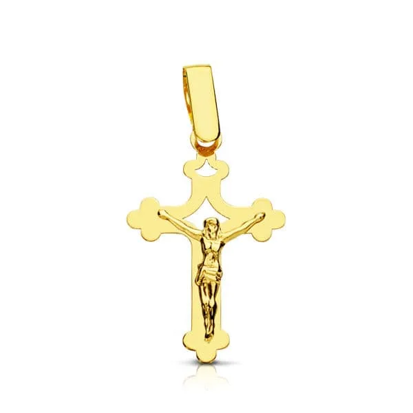 18K CRUZ ORO AMARILLO CON CRISTO CALADA LASER. 22X14 MM