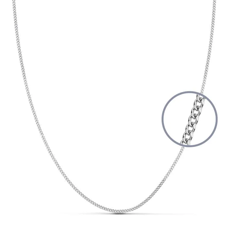 18K CADENA MACIZA ORO BLANCO BARBADA 1 MM 45CM