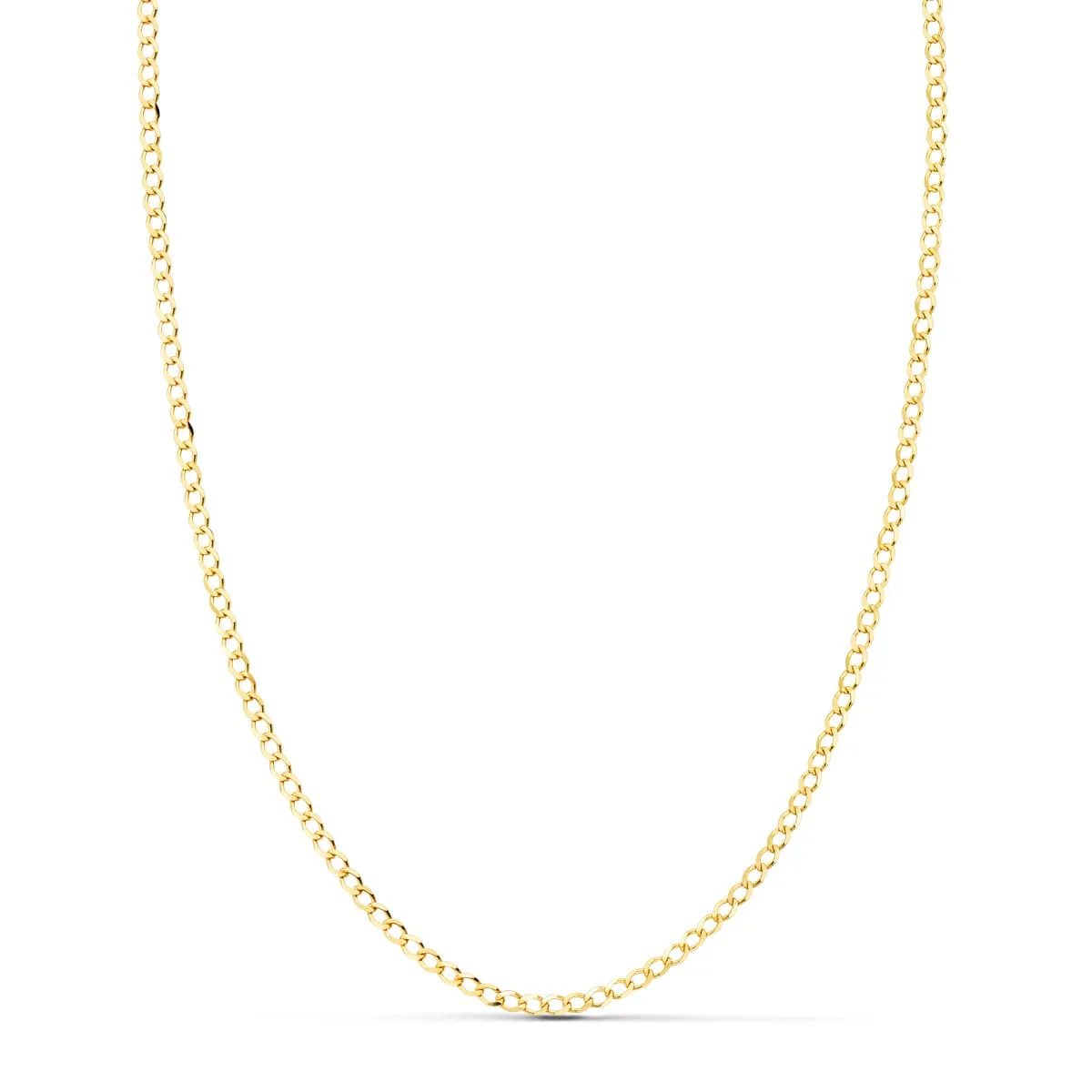 18K CADENA ORO AMARILLO BARBADA MACIZA LARGO 60CM ANCHO 1.5 MM