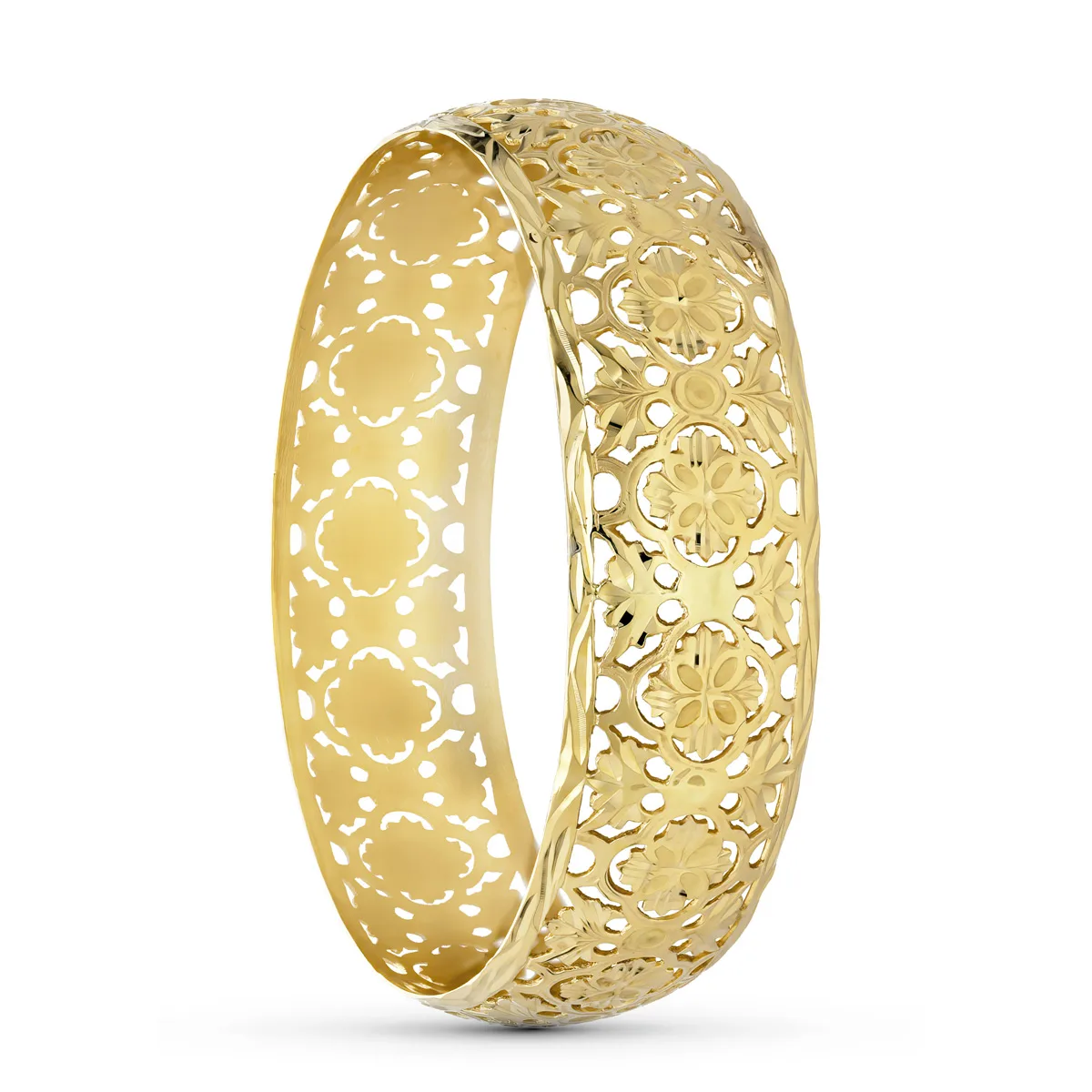 18K PULSERA MEDIA CAÑA ORO AMARILLO MORUNA MEDIDA INTERIOR REDONDO 73 MM ANCHO TOTAL 22 MM SIN CIERRE
