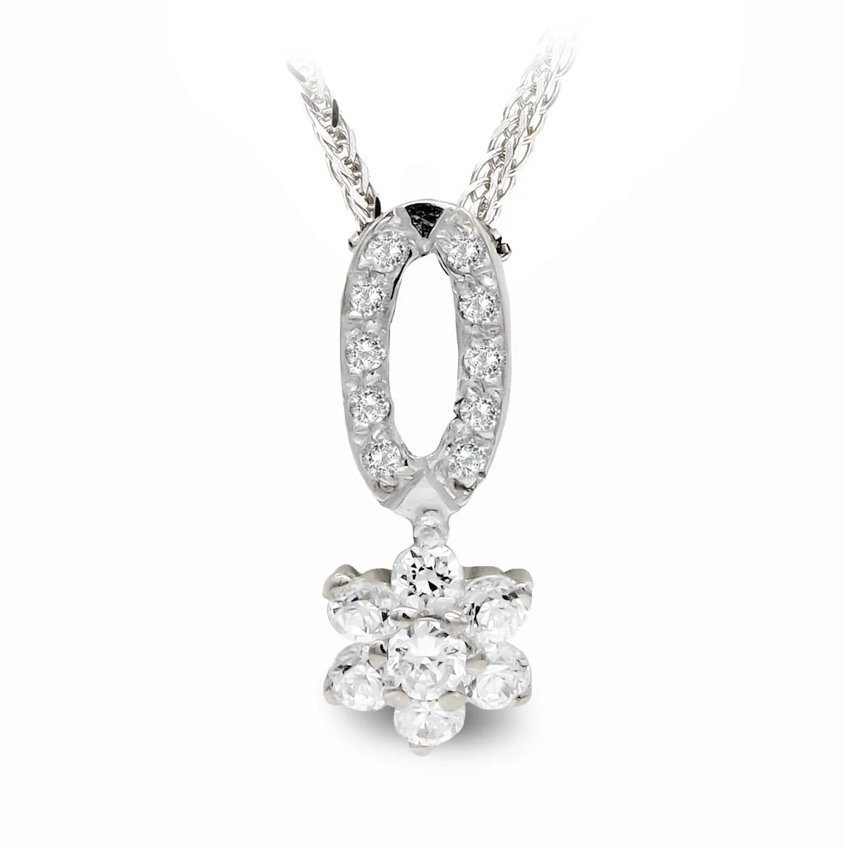 18K COLLAR ORO BLANCO Y CIRCONITAS 45CM