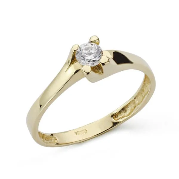 18K SOLITARIO ORO AMARILLO SEÑORA CIRCONITA 5 MM