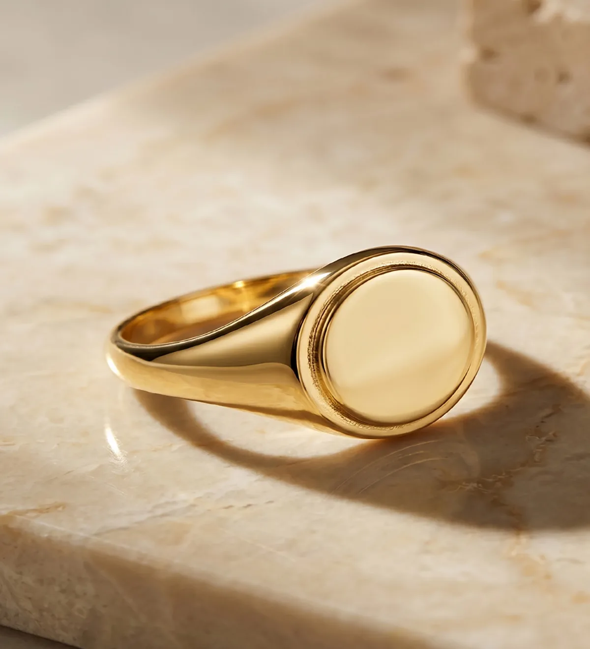 18K SORTIJA SELLO ORO AMARILLO MACIZO BRILLO CABEZA OVAL: 10X8MM — vista 2