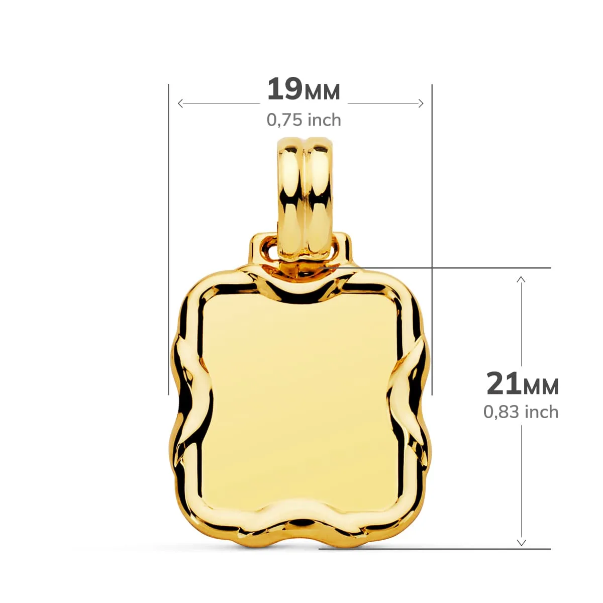 9K PLACA CHAPA ORO AMARILLO RECTANGULAR 23X19 MM — vista 2