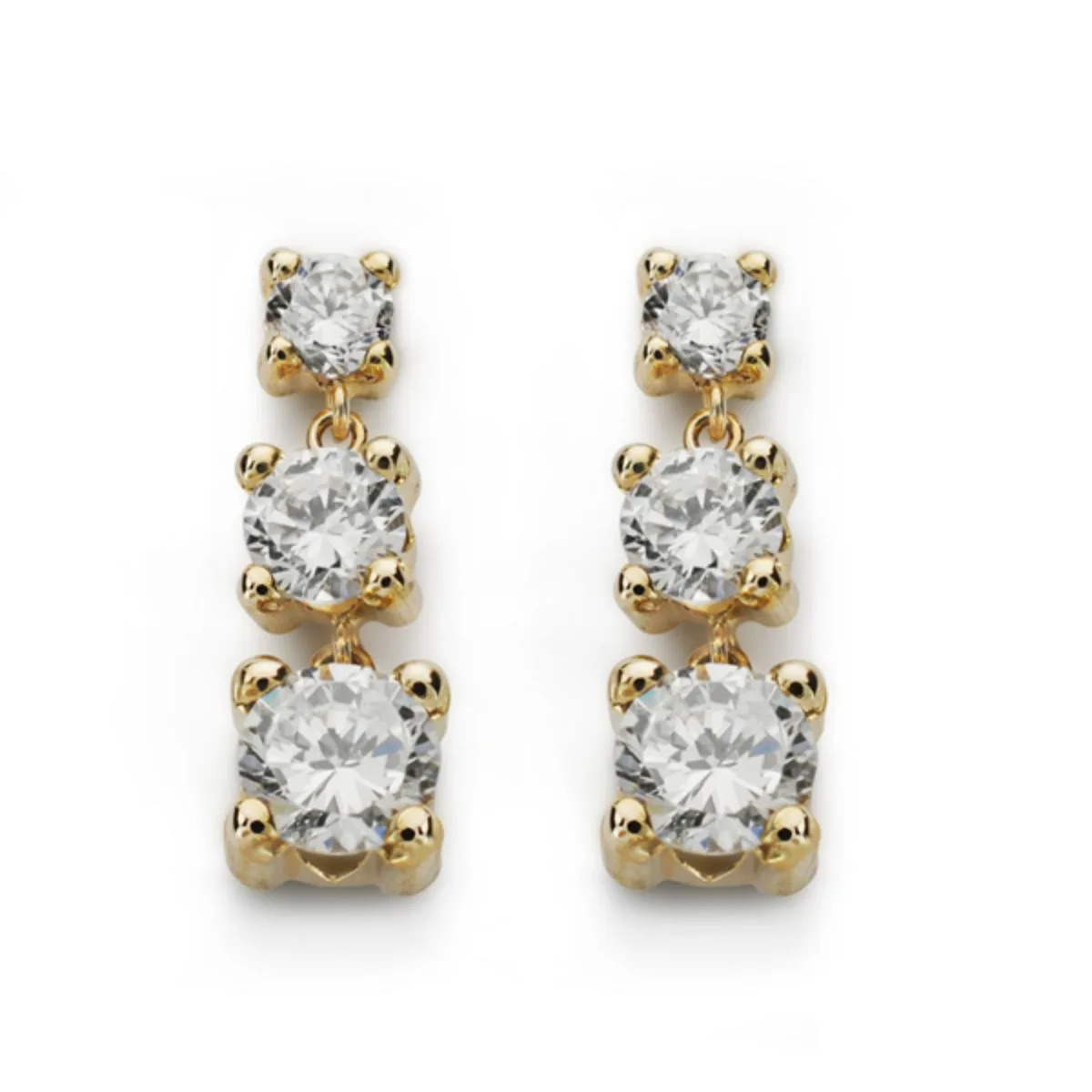 9K PENDIENTES ORO AMARILLO TRES GARRAS DISMINUCION CIERRE PRESION