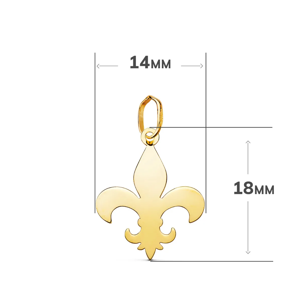 18K COLGANTE ORO AMARILLO CRUZ FLOR DE LIS EN BRILLO. MEDIDA: 18 X 14 MM — vista 2