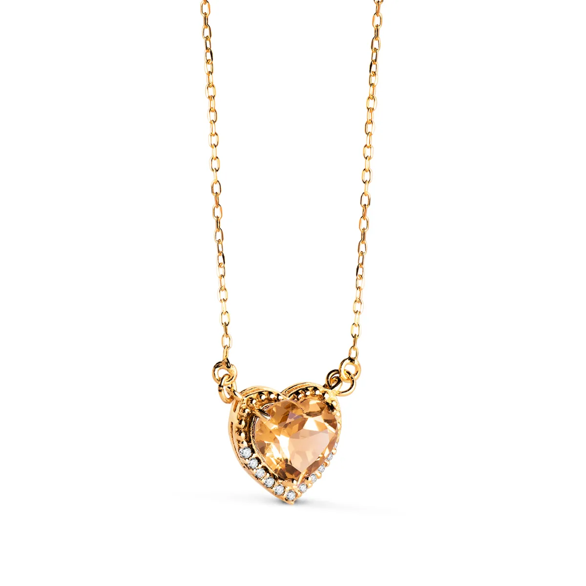 18K GARGANTILLA ORO AMARILLO CORAZON CITRINO 7MM CIRCONITAS CADENA 40-2CM AMOR — vista 3