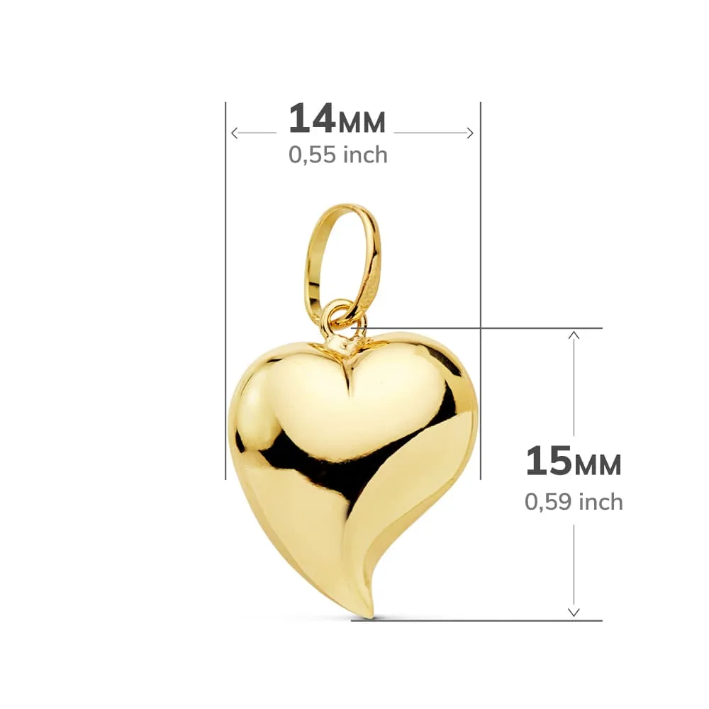 18K COLGANTE ORO AMARILLO CORAZON LISO 15X14 MM C. AMOR — vista 2
