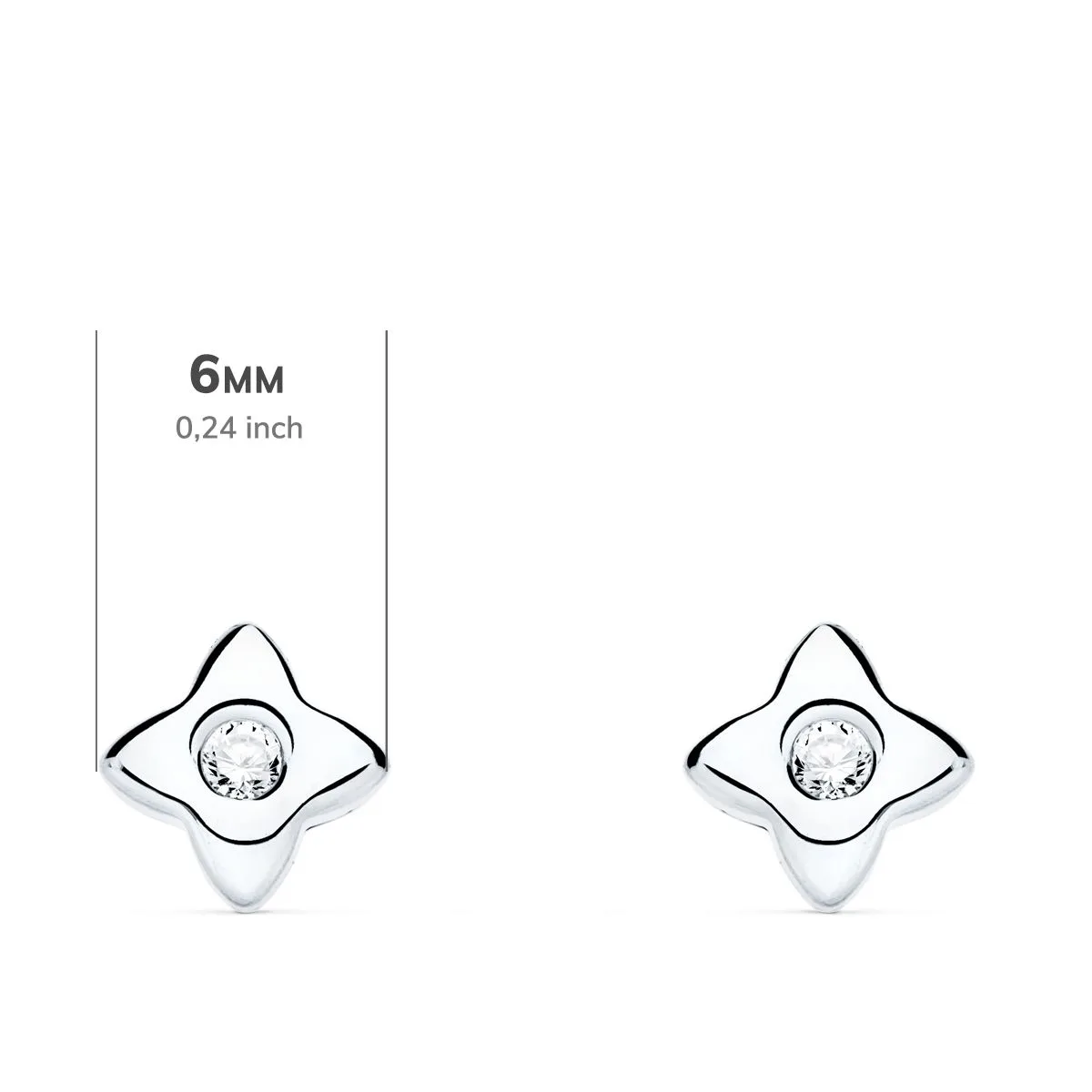 18K PENDIENTES ORO BLANCO ESTRELLA DIAMANTES LABORATORIO 0,100 QT VS2-G. MEDIDA: 6X6 MM. CIERRE PRESION — vista 2